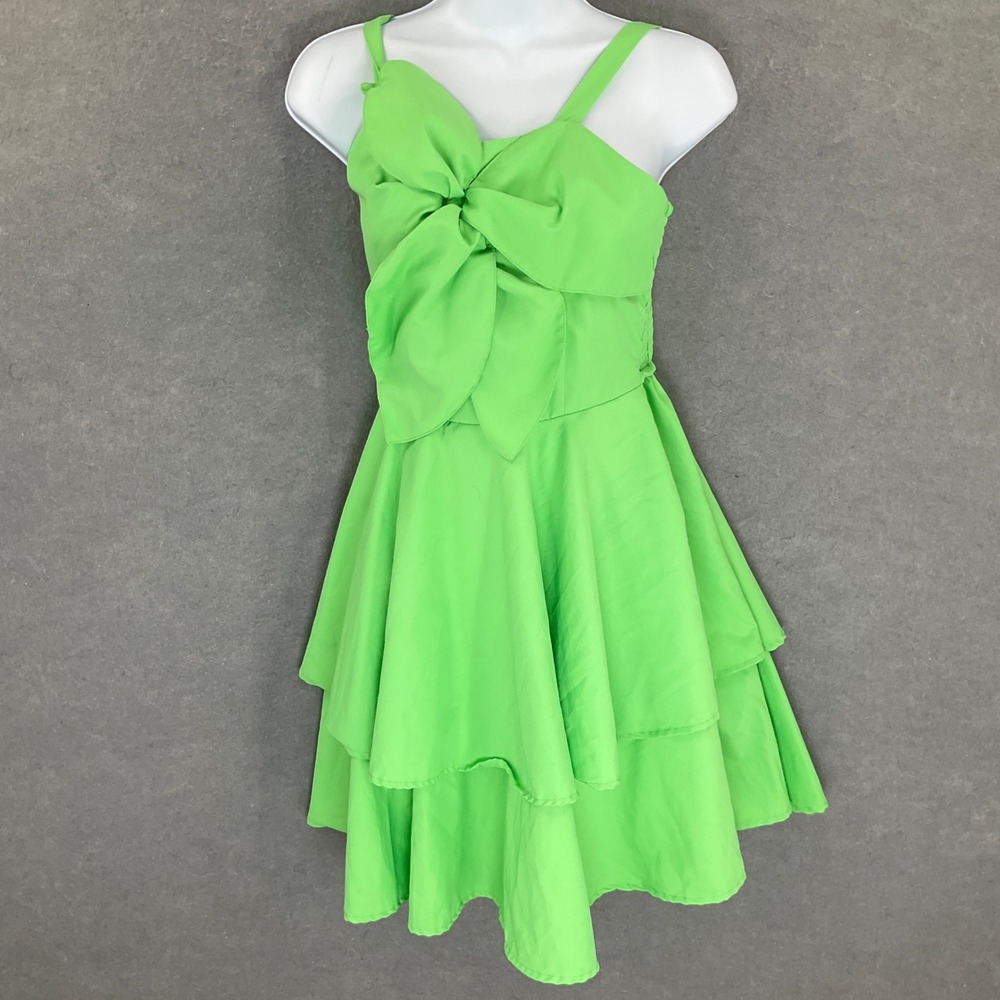 Habitual Kids Girls Green‎ Bow Smocked Bodice Tiered Dress Size 14 Party Event